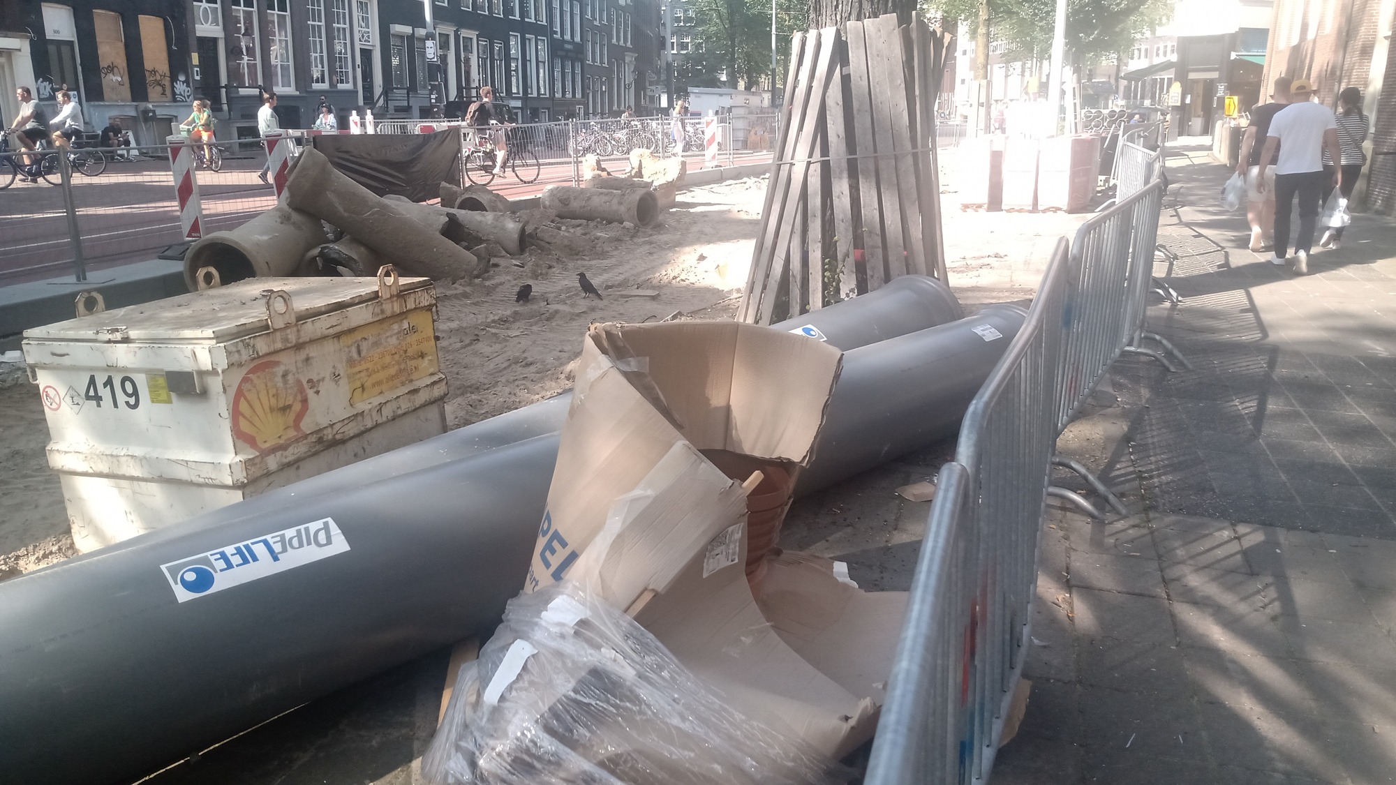 Rioolbuizen bij werkzaamheden in Amsterdam.